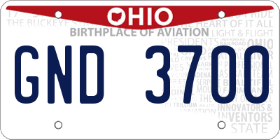 OH license plate GND3700