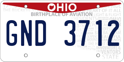 OH license plate GND3712