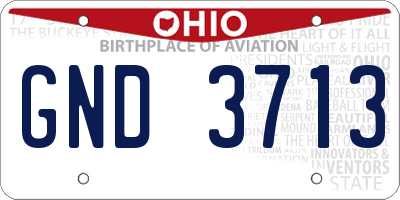 OH license plate GND3713