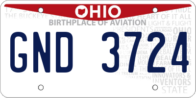 OH license plate GND3724
