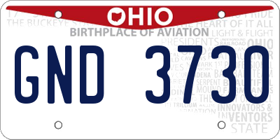 OH license plate GND3730