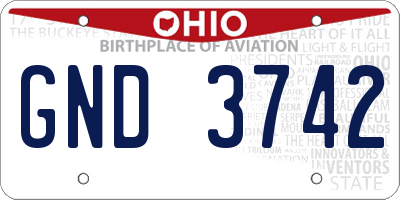 OH license plate GND3742