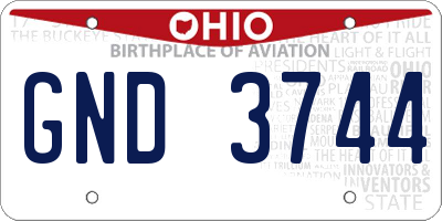 OH license plate GND3744