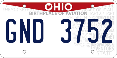 OH license plate GND3752