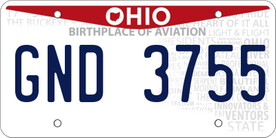 OH license plate GND3755