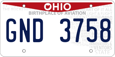 OH license plate GND3758