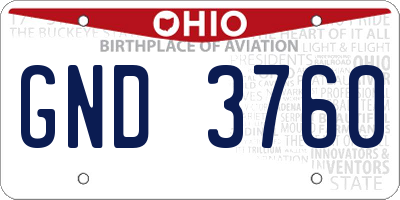 OH license plate GND3760