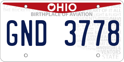OH license plate GND3778