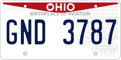 OH license plate GND3787