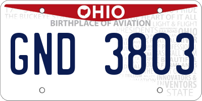 OH license plate GND3803