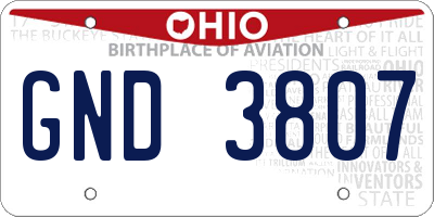 OH license plate GND3807