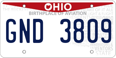 OH license plate GND3809