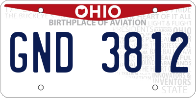 OH license plate GND3812