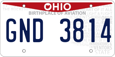 OH license plate GND3814