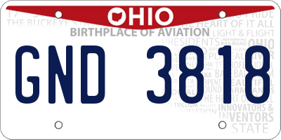 OH license plate GND3818