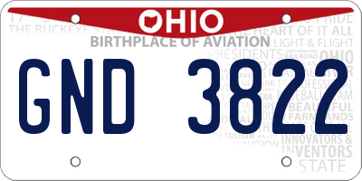 OH license plate GND3822
