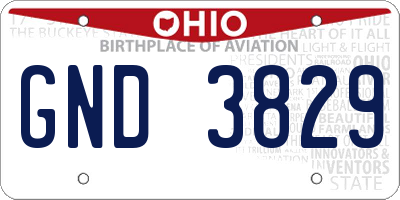 OH license plate GND3829