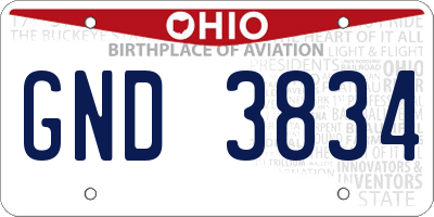 OH license plate GND3834