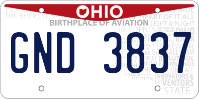 OH license plate GND3837