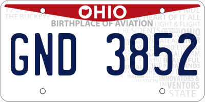 OH license plate GND3852