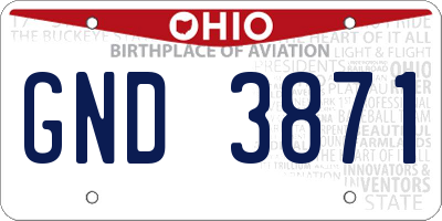 OH license plate GND3871