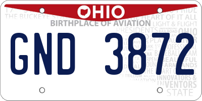 OH license plate GND3872