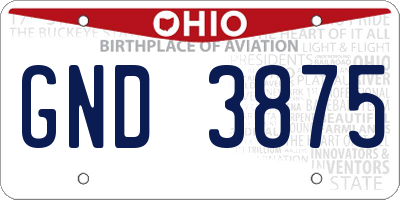 OH license plate GND3875