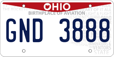 OH license plate GND3888