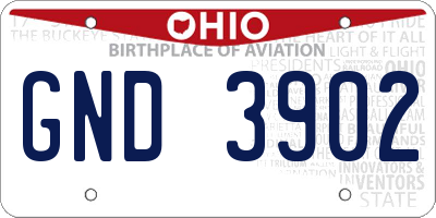 OH license plate GND3902