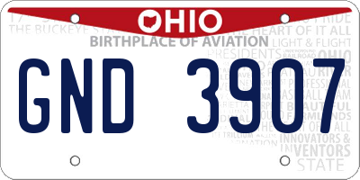 OH license plate GND3907