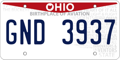OH license plate GND3937
