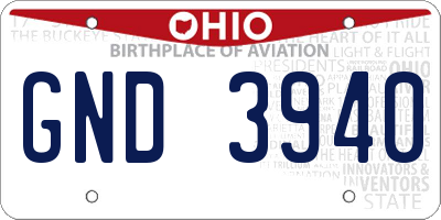 OH license plate GND3940