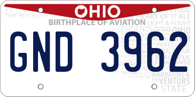OH license plate GND3962