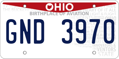 OH license plate GND3970