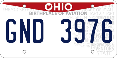 OH license plate GND3976