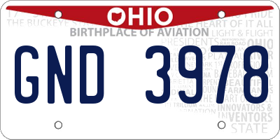 OH license plate GND3978