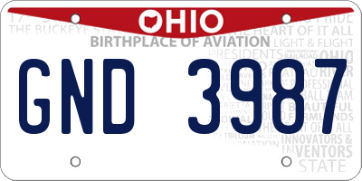 OH license plate GND3987