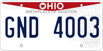 OH license plate GND4003