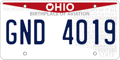 OH license plate GND4019