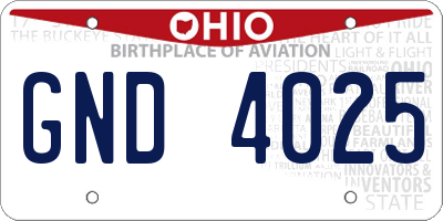 OH license plate GND4025