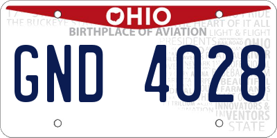 OH license plate GND4028