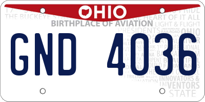 OH license plate GND4036