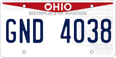 OH license plate GND4038