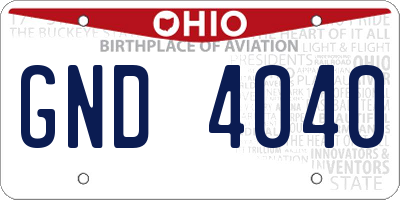 OH license plate GND4040