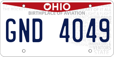 OH license plate GND4049