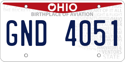 OH license plate GND4051