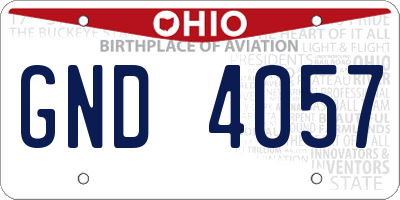OH license plate GND4057
