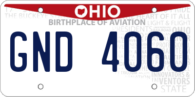 OH license plate GND4060