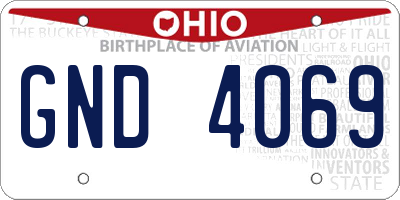 OH license plate GND4069