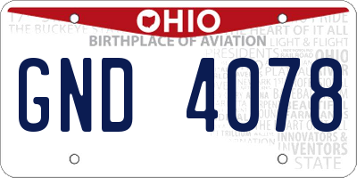 OH license plate GND4078